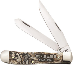 Case Cutlery War Series Trapper WWII 1941-1945 Handle Folding Blade Knife 22030