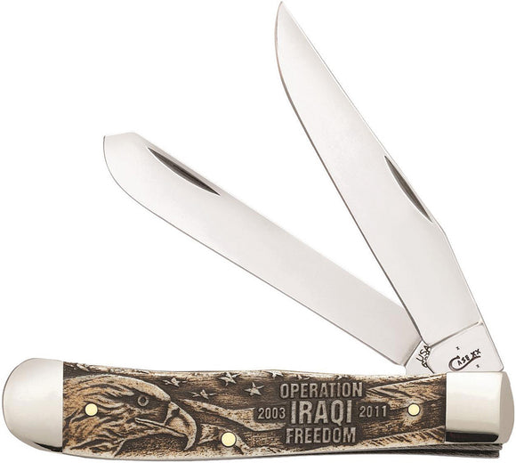 Case Cutlery War Series Trapper Iraqi Freedom Handle Folding Blade Knife 22034