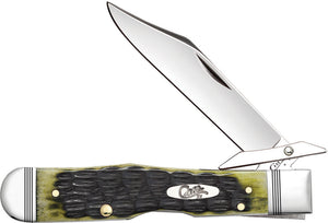 Case Cutlery XX Cheetah Crandall Jig Olive Bone Handle Folding Blade Knife 22540