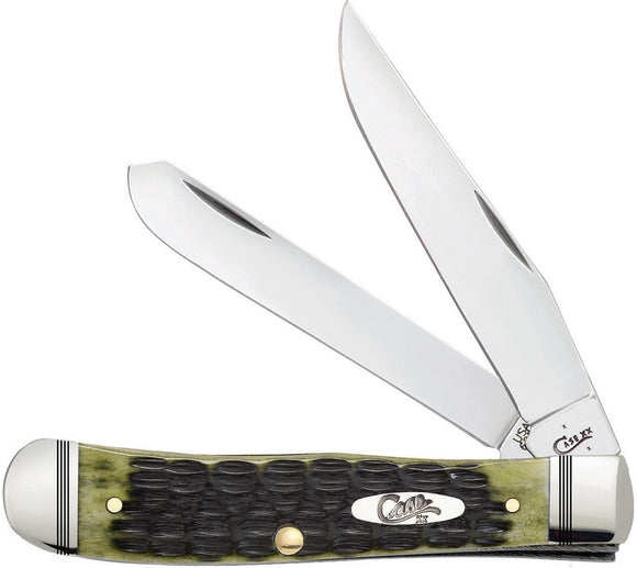 Case Cutlery XX Trapper Crandall Jig Olive Bone Handle Folding Blade Knife 22541