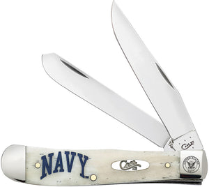 Case Cutlery XX US Blue Navy Trapper Natural Bone Folding Pocket Knife 22553