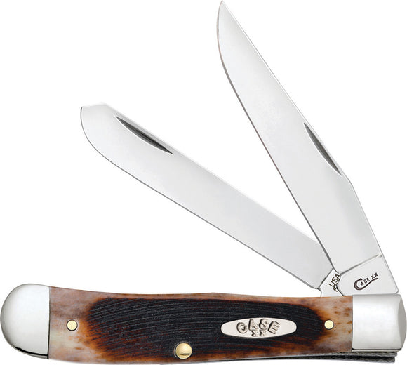 Case Cutlery Trapper Sawcut Brown Bone Folding Pocket Knife 22750