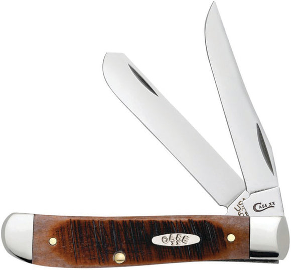 Case Cutlery Mini Trapper Brown Sawcut Bone Folding Pocket Knife 22752