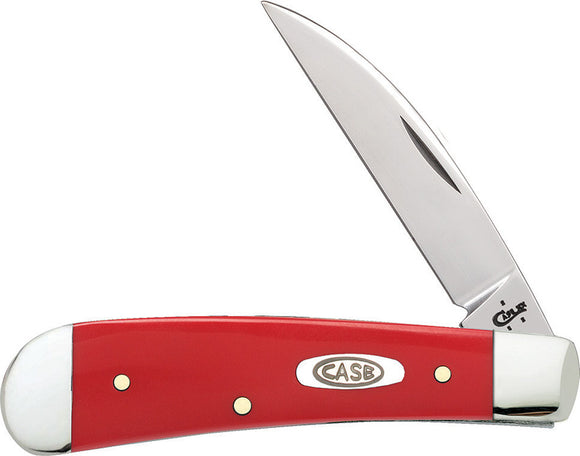 Case Cutlery XX Smooth Red Synthetic Handle Sway Back Folding Blade Knife 22801