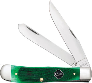 Case Cutlery Trapper Green Clover Bone Folding Clip/Spey Pt Pocket Knife 23210