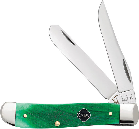 Case Cutlery Mini Trapper Green Clover Bone 2 Blade Folding Pocket Knife 23213