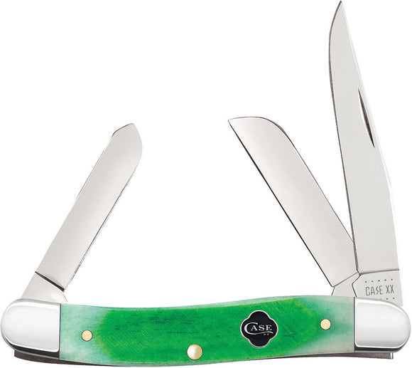 Case Cutlery Stockman Green Clover Bone 3 Blade Folding Pocket Knife 23214