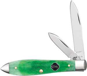 Case Cutlery Teardrop Green Clover Bone Folding Spear Point Pocket Knife 23215