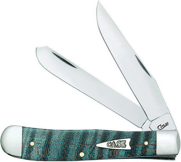 Case Cutlery Trapper Turquoise Curly Maple Folding Pocket Knife 23360