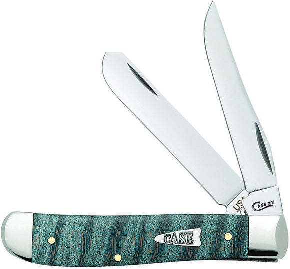 Case Cutlery Mini Trapper Turquoise Curly Maple Folding Pocket Knife 23366