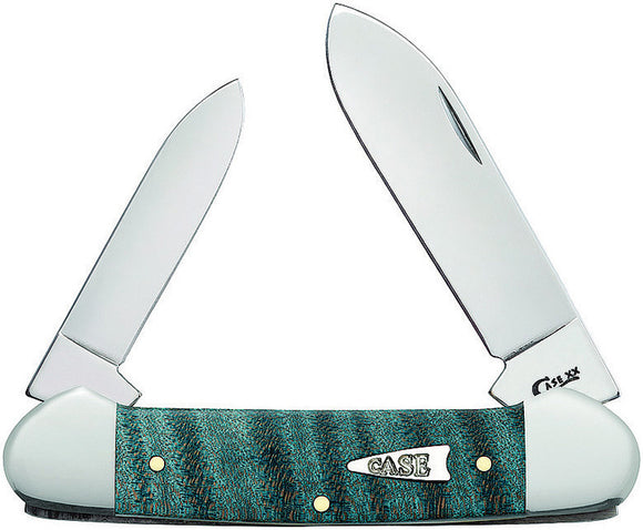 Case Cutlery Canoe Turquoise Curly Maple Folding Pocket Knife 23367