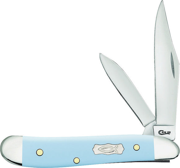 Case Cutlery Peanut Icthus Ice Blue Folding Pocket Knife 23384