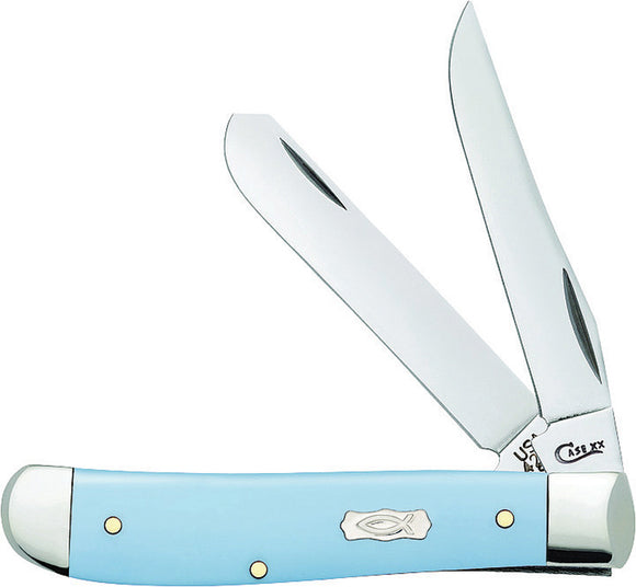 Case Cutlery Mini Trapper Icthus Ice Blue Smooth Folding Pocket Knife 23385
