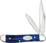 Case Cutlery Peanut Blue Pearl Kirinite Folding Stainless 2 Blade Pocket Knife 23446