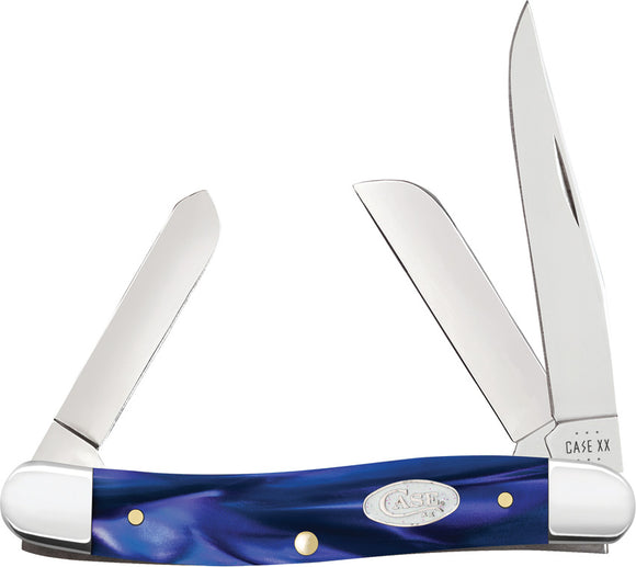 Case Cutlery Medium Stockman Blue Pearl Kirinite Folding Stainless Knife 23448
