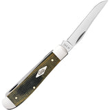 Case Cutlery Mini Trapper Black & Green Micarta Folding Stainless Knife 23472