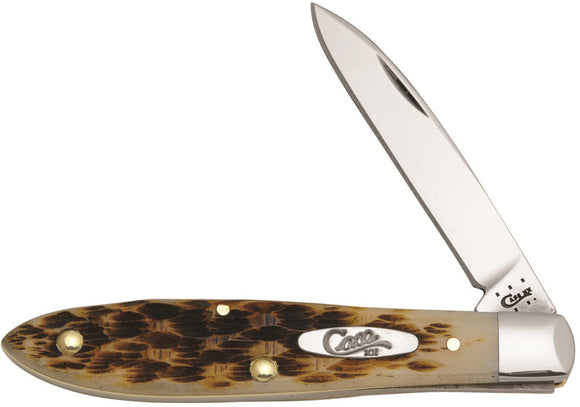 Case XX Teardrop Jack Amber Bone Handle TB61028SS Long Spear Folding Knife 246