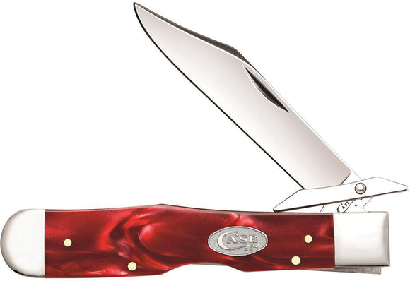 Case XX Cheetah Red Pearl Kirinite Swing Guard Stainless Folding Knife 25334
