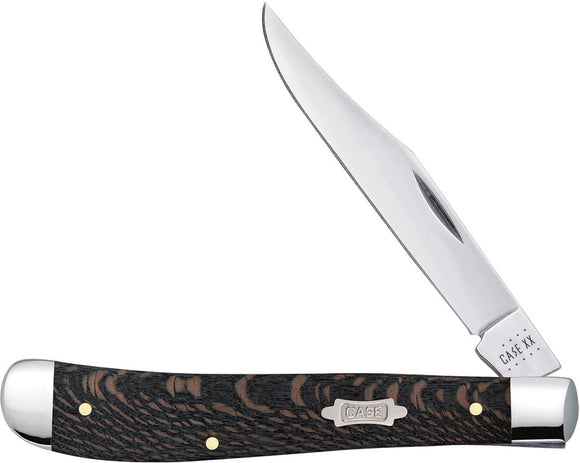 Case Cutlery Slimline Trapper Black Sycamore Wood Folding Stainless Knife 25575