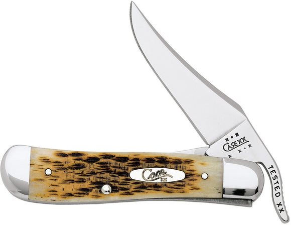 Case Cutlery Russlock Blade Linerlock Amber Bone Handle Folding Pocket Knife 260