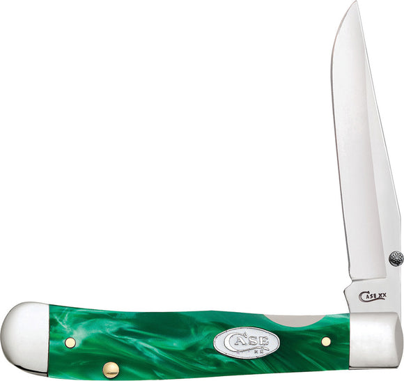 Case Cutlery Christmas Trapperlock Green Kirinite Folding Pocket Knife 27376