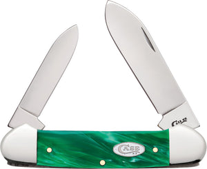 Case Cutlery Canoe Christmas Green Kirinite Folding Spear Pt Pocket Knife 27377