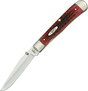 Case Cutlery Linerlock Red Bone Handle Trapperlock Folding Pocket Knife 2743