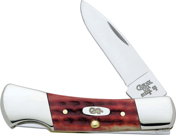 Case Cutlery Small Lockback Blade Pocket Worn Red Bone Handle Folding Knife 2758