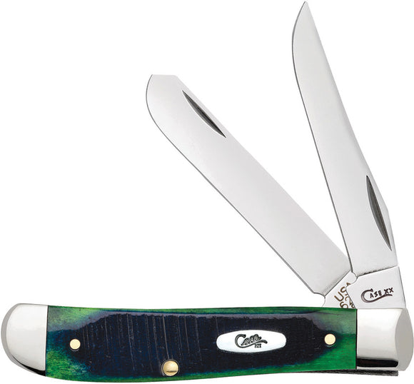 Case Cutlery Mini Trapper Hunter Green Bone Folding Two Blade Pocket Knife 27662