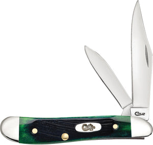 Case Cutlery Peanut Hunter Green Bone Folding Two Blade Pocket Knife 27663