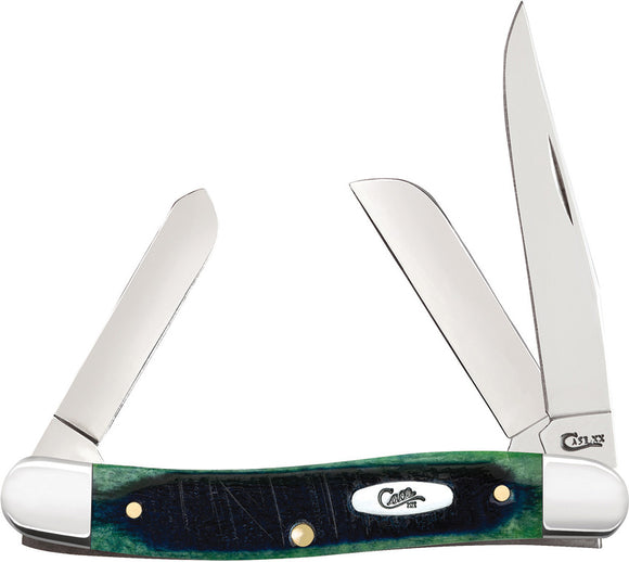 Case Cutlery Stockman Hunter Green Bone Folding Three Blade Pocket Knife 27664