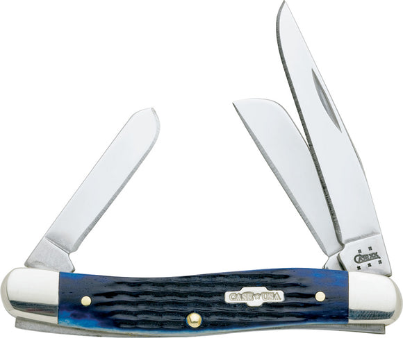 Case Cutlery USA Inlay Navy Blue Bone Medium Stockman Folding Pocket Knife 2801