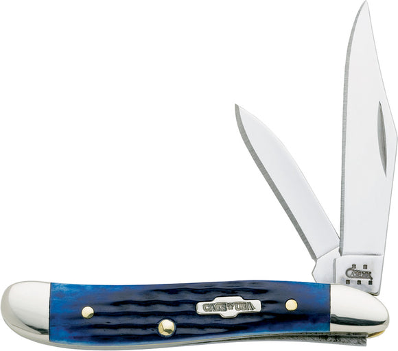 Case Cutlery USA Inlay Navy Blue Bone Handle Peanut Folding Pocket Knife 2802
