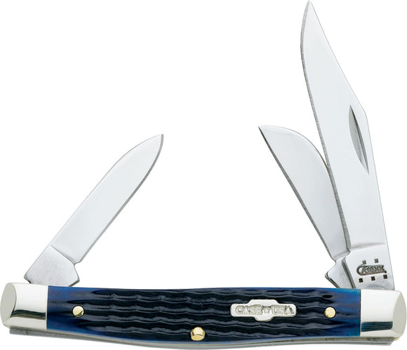 Case XX Stockman Blue Jigged Bone Handle USA Stainless Folding Blades Knife 2806