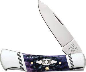 Case Cutlery Lockback Purple Jigged Bone Folding Drop Point Pocket Knife 31621