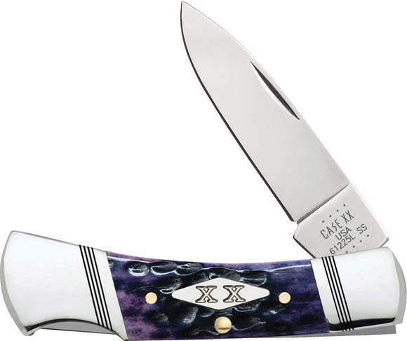 Case Cutlery Lockback Purple Jigged Bone Folding Drop Point Pocket Knife 31621