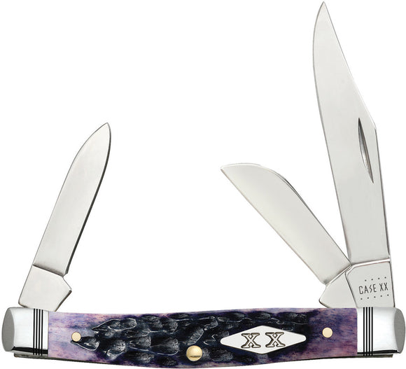 Case Cutlery Stockman Pocket Knife Purple Bone Folding Stainless Blades 31622