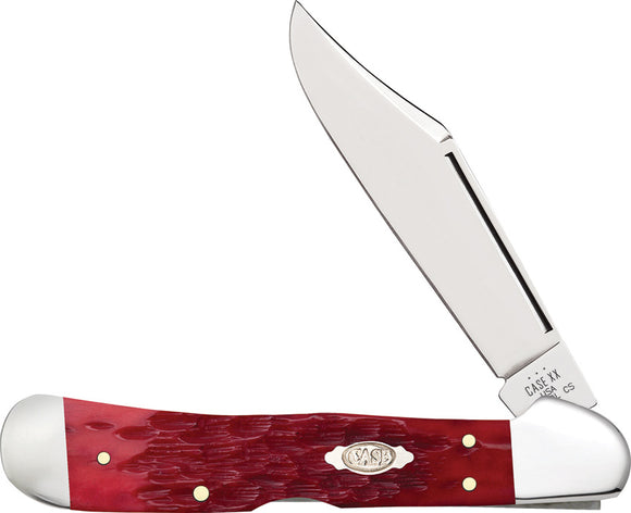 Case Copperlock Dark Red Jigged Bone Folding Carbon Steel Pocket Knife 31946