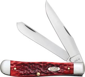 Case Cutlery Trapper Dark Red Bone Folding Stainless Pocket Knife 31950