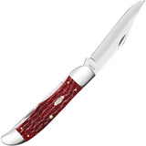 Case Cutlery Dark Red Bone Peach Seed Bone Folding Stainless Pocket Knife 31960