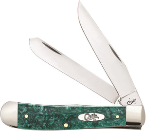 Case Cutlery XX Trapper Green Sparkle Kirinite Handle Folding Blades Knife 32580