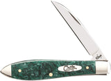 Case Cutlery Teardrop Green Sparkle Handle Stainless Folding Blade Knife 32581