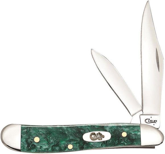 Case Cutlery XX Peanut Green Sparkle Kirinite Handle Folding Blades Knife 32582