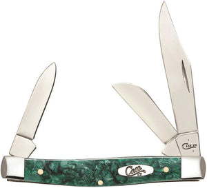 Case Cutlery XX Medium Stockman Green Sparkle Handle Folding Blades Knife 32584