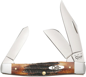 Case XX Large Stockman Burnt Bone Stag Handle Stainless Folding Blade Knife 3493