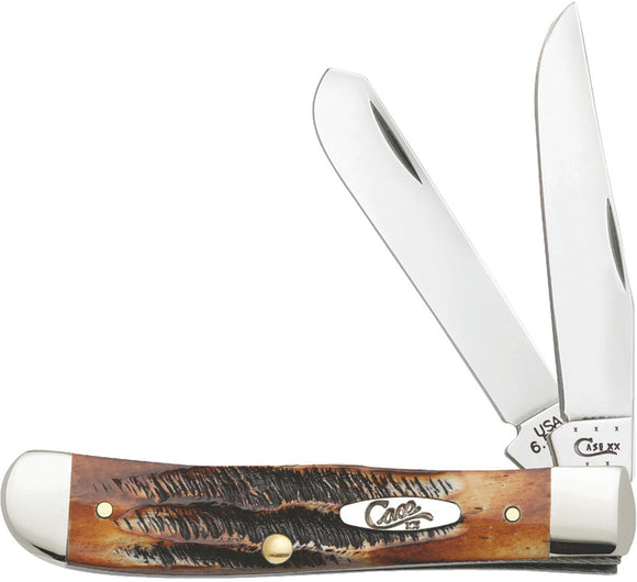 Case Cutlery XX Trapper Burnt Bone Stag Handle Folding Blade Pocket Knife 3573