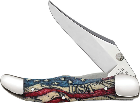 Case Cutlery Vintage USA America Flag Embellished Folding Pocket Knife 36035