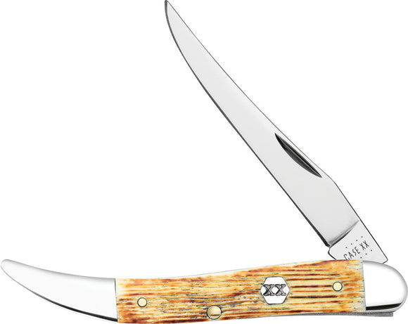 Case Cutlery Toothpick Burnt Cream Bone Folding Stainless Pocket Knife 36724