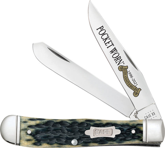 Case Cutlery Pocket Worn 25th Anniversary Trapper Folding Pocket Knife 38191