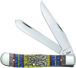 Case Cutlery XX Trapper Stained Glass Wings Folding Pocket Knife 38714